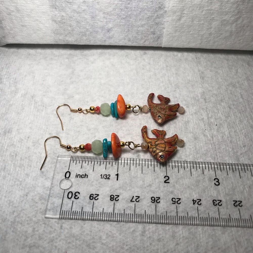 Colorful Coral Reef Inspired Fish Dangle Earrings – Ocean Beach Jewelry - Picture 4 of 4